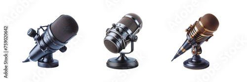 Set of microphone, illustration, isolated over on transparent white background