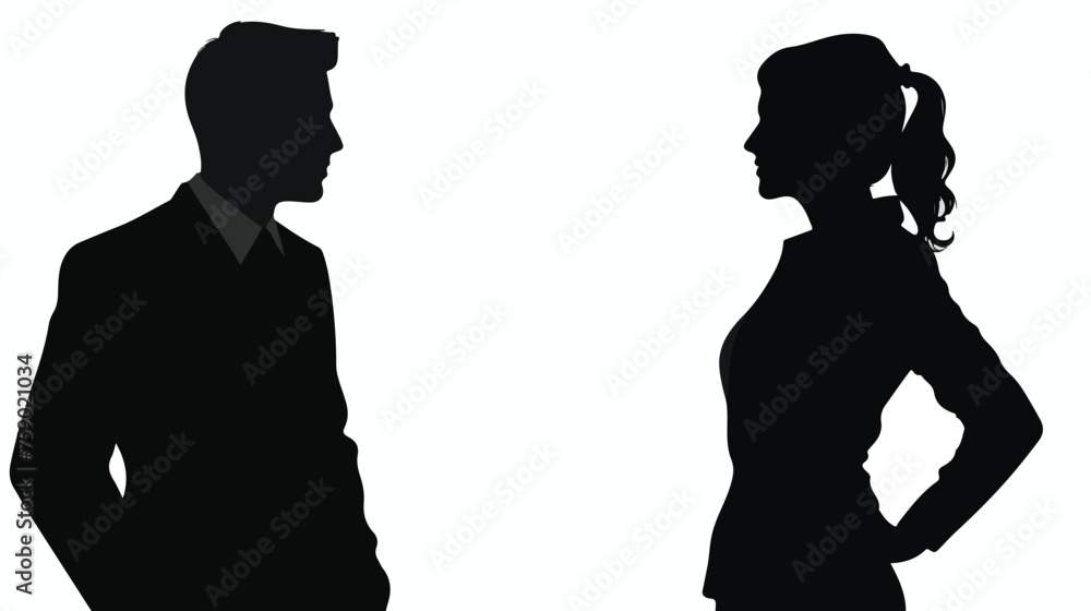 Vector silhouettes of a man and a woman a couple 