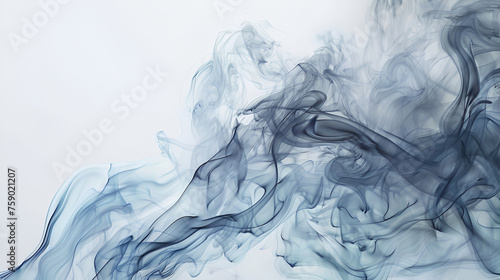 Grey and black magic smoke shapes over the white background 