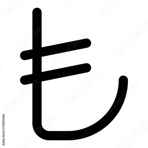 Turkish lira icon in outline style. Simple money currency symbol vector illustration — pixel-perfect icon.