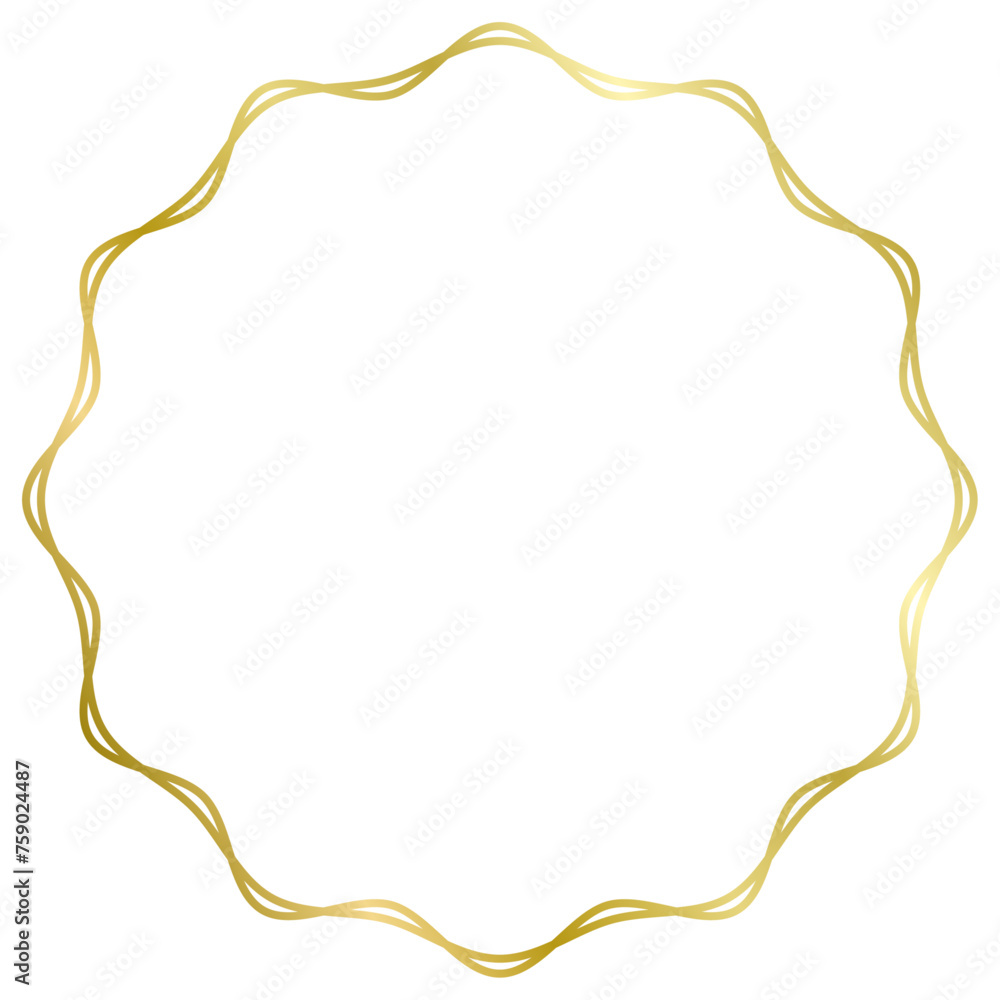 Golden round metal frame isolated on white. Vector frame for photo. Frame for text, certificate, pictures, diploma. Luxury, gold, wedding, celebration. Wavy frame Golden round metal frame isolated on white. Vector frame for photo. Frame for text, certificate, pictures, diploma. Luxury, gold, wedding, celebration. Wavy frame