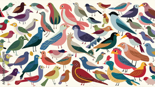 Flat Design Vector Illustration of Birds in Various Poses  © Hogr