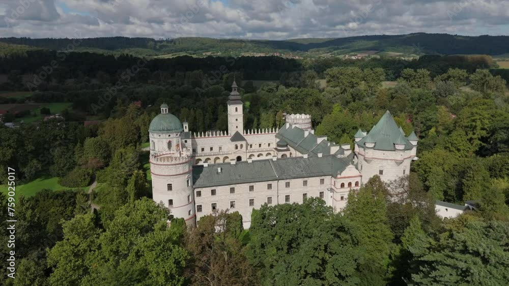 Beautiful Castle Krasiczyn Aerial View Poland Beautiful Castle Krasiczyn Aerial View Poland