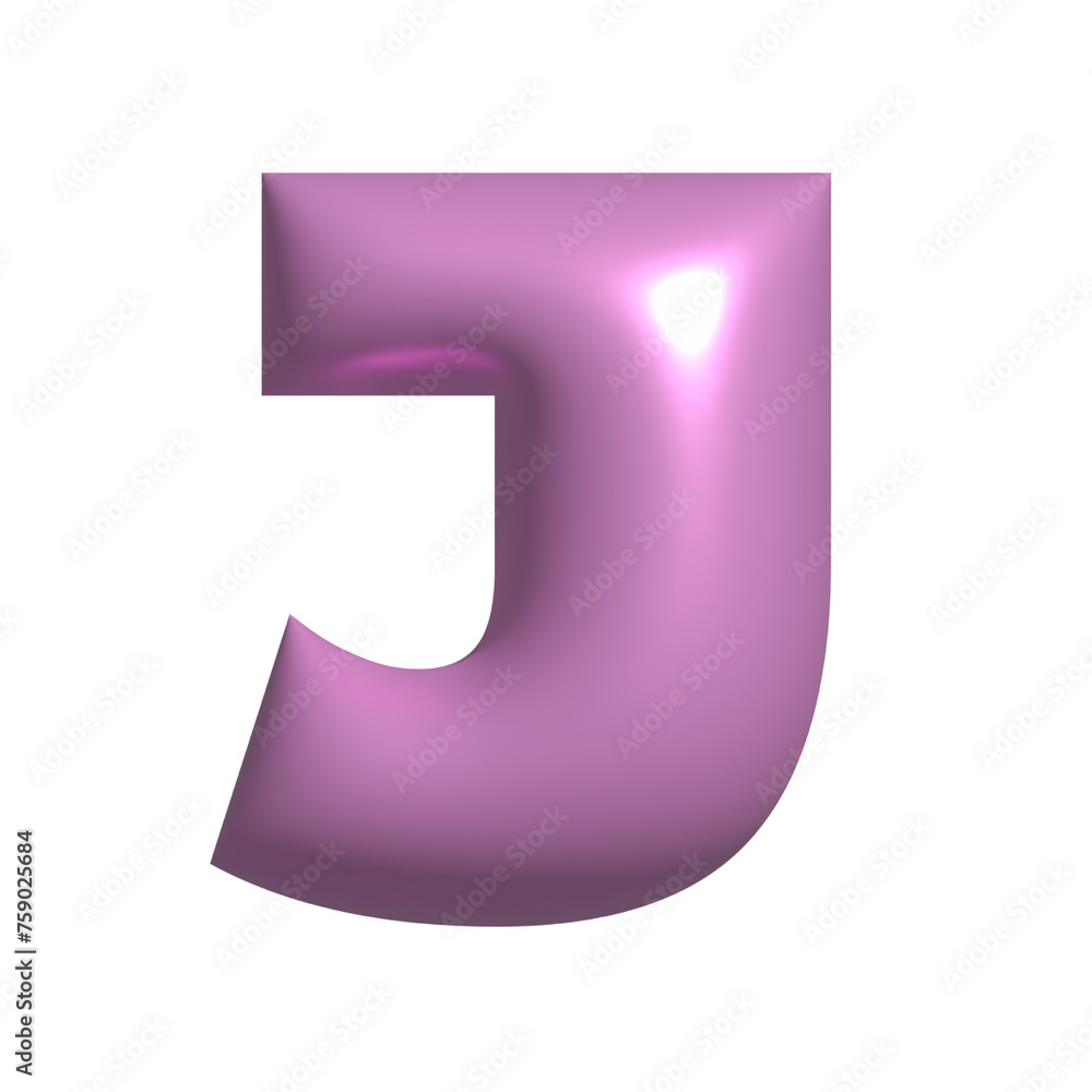 Pink metal shiny reflective letter J 3D illustration Pink metal shiny reflective letter J 3D illustration