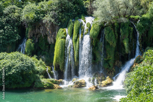 Vodopad Kravica, Kravice waterfall, a large tufa cascade on the Trebižat River, in the karstic heartland of Herzegovina in Bosnia and Herzegovina