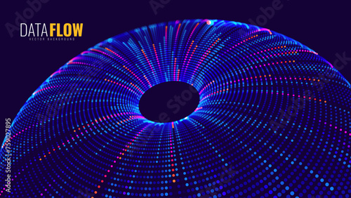 Digital Big Data Flow Vector Background. Big Data Technology Lines. Abstract Science Technology Illustration. Big Data Neural Network Background Concept. AI Visualization Concept. Digital Vector