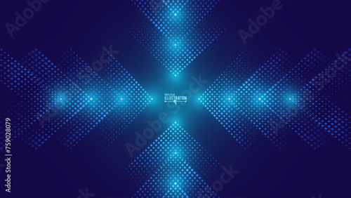 Digital Arrows Pointing To The Center. Abstract Technology Background. Hi-Tech Business Presentation Template. Vector Illustration.