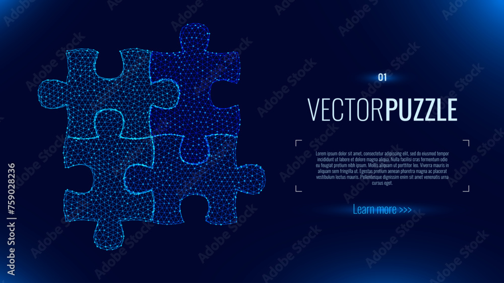 Colorful Digital Puzzle. Business Strategy, Success Solution, Jigsaw Puzzle Games Symbol. Solution Idea Metaphor. Creative Idea, Teamwork, Connection, Hi Tech Startup Concept. Vector Illustration.