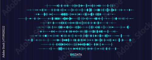 Big Data Audio Recognition Concept Background. Voice Recognition. Sound Waves Machine Learning Algorithm Visualization. Vector Illustration.