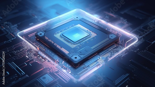 High technology microchip. Central computer processor and GPU or CPU microprocessor futuristic.
