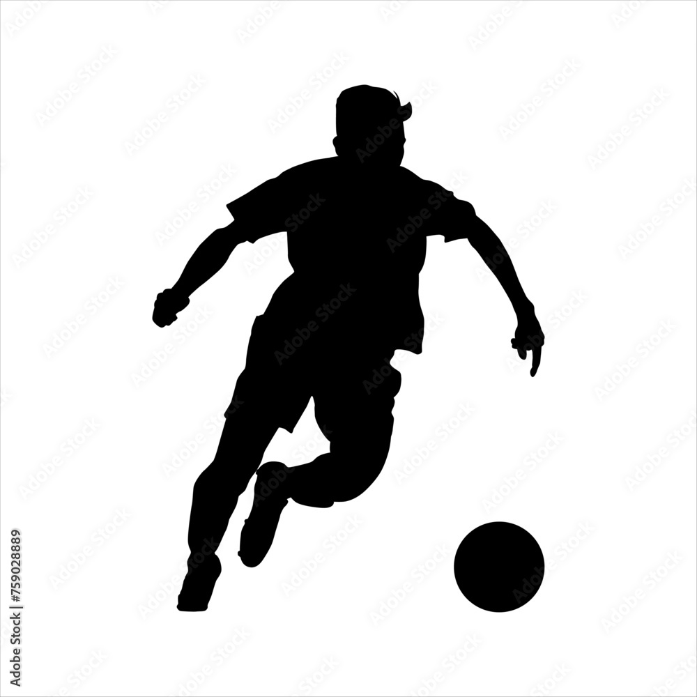 Vector football player silhouette. Player fire. white background