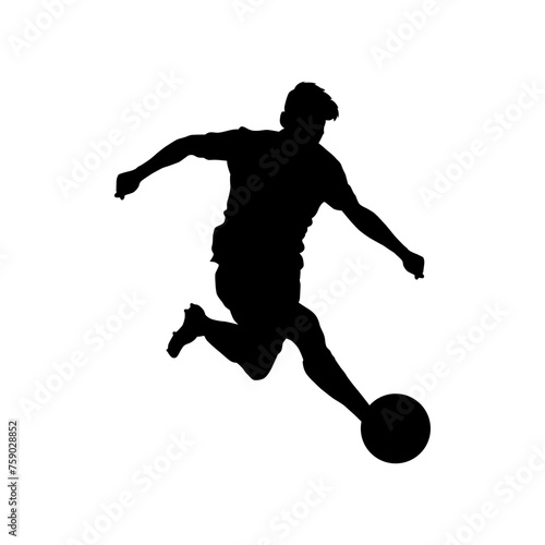 Football  soccer  player silhouette with ball isolated