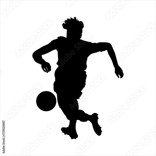Vector football player silhouette. Player fire. white background