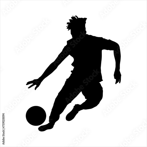 Vector football player silhouette. Player fire. white background