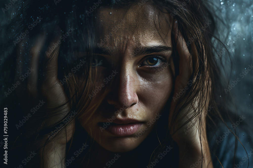Depressed sad tired woman suffering from psychological problems and mental health crisis generative ai Depressed sad tired woman suffering from psychological problems and mental health crisis generative ai