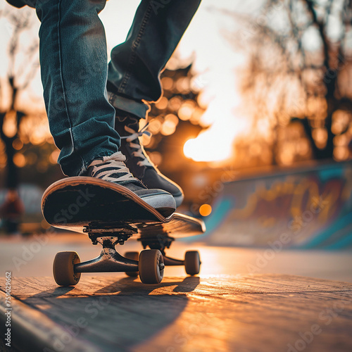 Close up of a skateboard mid air pro skater in focus capturing the essence of freedom and talent in the skate park