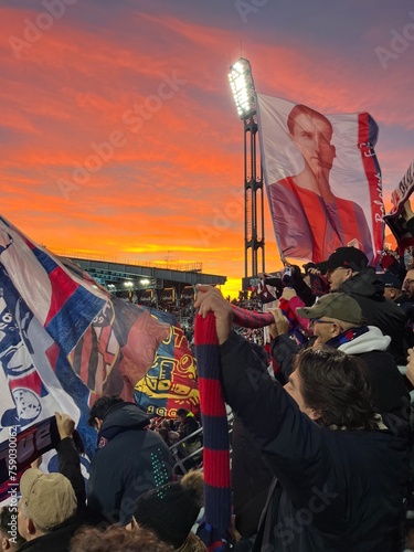 Bandiere Bologna ultras, stadio Dall'Ara, tramonto photo