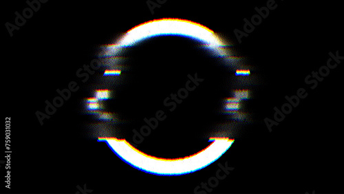 Glitched Circle Frame Design. Distorted Glitch Style Modern Background. Glow Design for Graphic Design - Banner, Poster, Flyer, Brochure, Card. Vector Illustration.