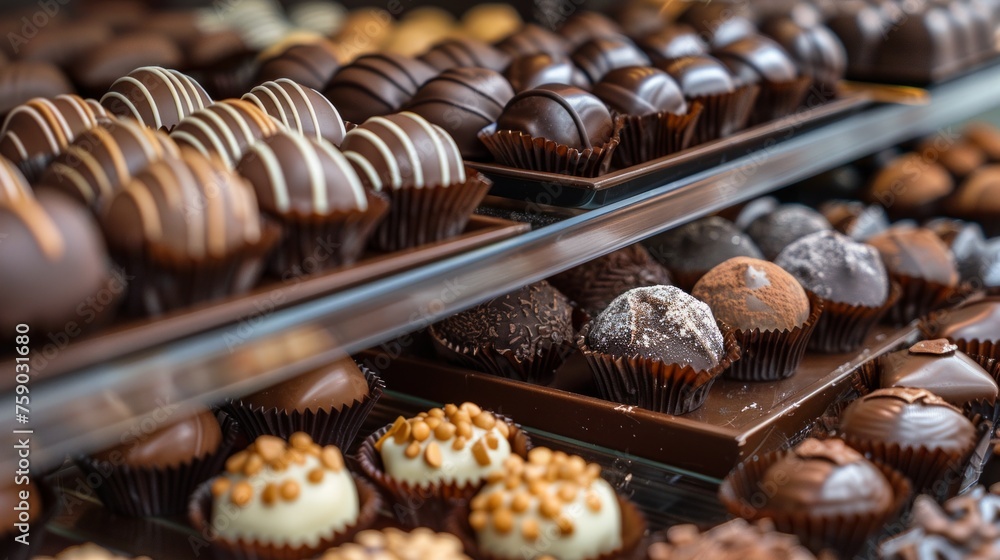 various chocolates as background - sweet food various chocolates as background - sweet food
