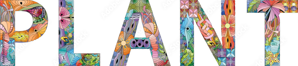 Vector illustration of PLANT text for literature lesson, school, class. Vector illustration of PLANT text for literature lesson, school, class.