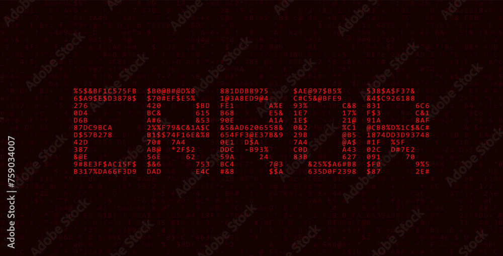 Red ASCII Art ERROR Word Made from Random Letters and Numbers. Dark ...