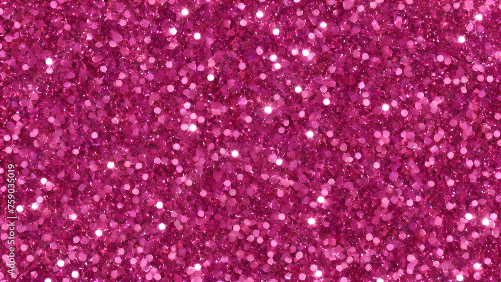 Seamless hot pink trendy small shiny sparkly glitter barbiecore aesthetic fashion backdrop. Shiny bold feminine fuchsia bling pattern. Girly colorful background texture or wallpaper. - obrazy, fototapety, plakaty 