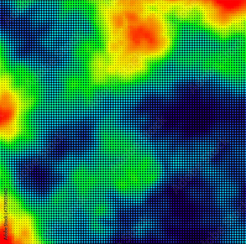 Heat Map Background. Infrared Thermal Camera Landscape Scan. Temperature Scanner Radar Global Warming Concept. Vector Illustration.