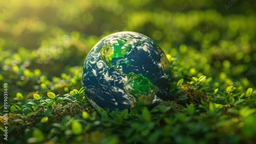 earth globe in a forest with trees and plants, green energy ecology and environmental concept Generative AI earth globe in a forest with trees and plants, green energy ecology and environmental concept Generative AI