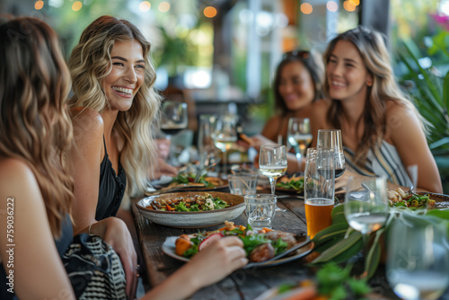 Group of Women Enjoying Meal Together