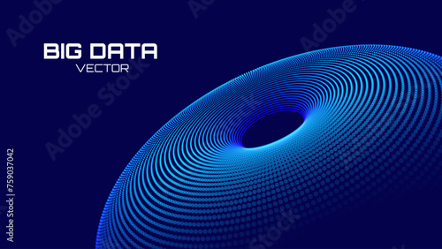 Digital Big Data Flow Vector Background. Big Data Technology Lines. Abstract Science Technology Illustration. Big Data Neural Network Background Concept. AI Visualization Concept. Digital Universe