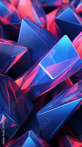 Holographic abstract 3D shapes background picture material   © YU