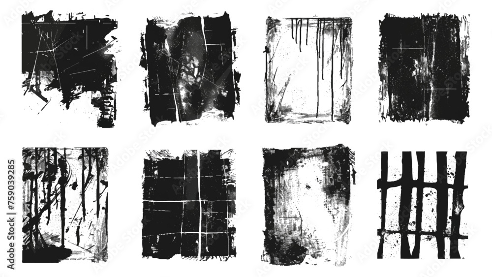 Grunge overlay texture with dust grain for social media background decoration. Overlay textures set stamp with grunge effect. Old damage Dirty grainy and scratches. Vector grunge overlay frame set.