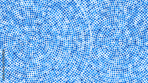 Blue Circular Mosaic Pattern. Decorative Antique Stone Ornament. Vector Illustration.
