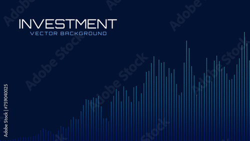 Business Invest Finance Graph Chart of Stock Market Trading Blue Background. Digital Financial Investment Backdrop. Graph Stock Market Lines. Vector Illustration.