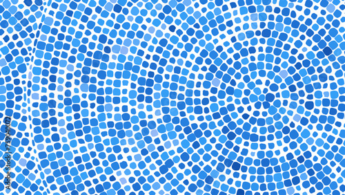 Blue Circular Mosaic Pattern. Decorative Antique Stone Ornament. Vector Illustration.