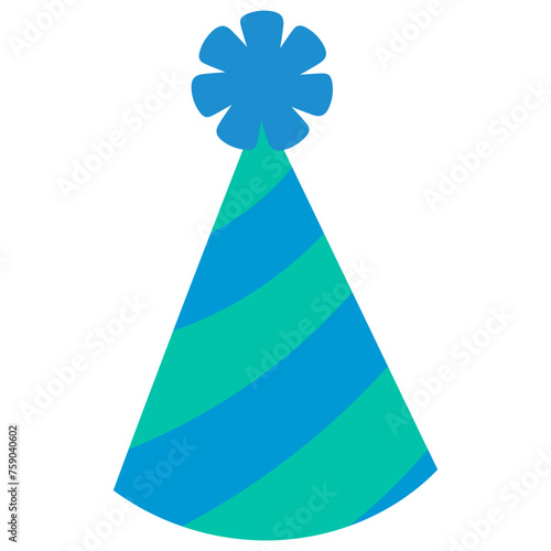 blue and green birthday party hat isolated illustration