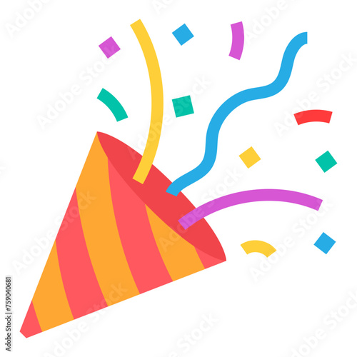 yellow and red party popper flat style illustration