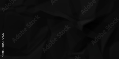 Dark black wrinkly backdrop paper background. panorama grunge wrinkly paper texture background, crumpled pattern texture. black paper crumpled texture. black fabric crushed textured crumpled.