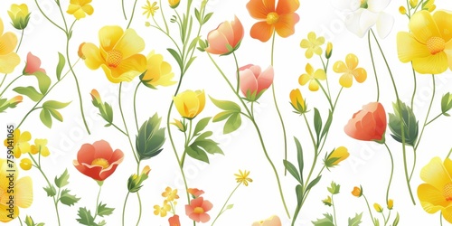 beautiful spring and summer flowers background © megavectors