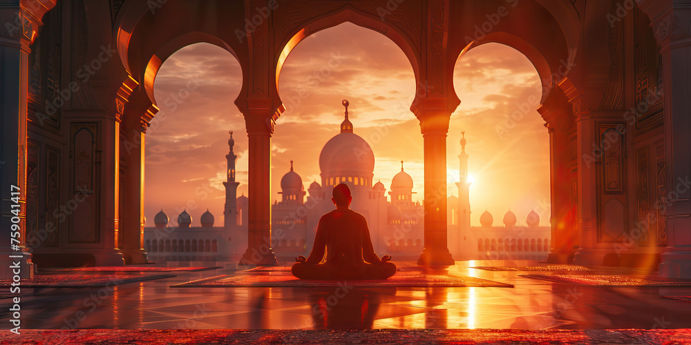 Dawn of Celebration: Eid-ul-Fitr Mornings Filled with Prayer, Reflection, and Renewed Faith. Islam. - obrazy, fototapety, plakaty 