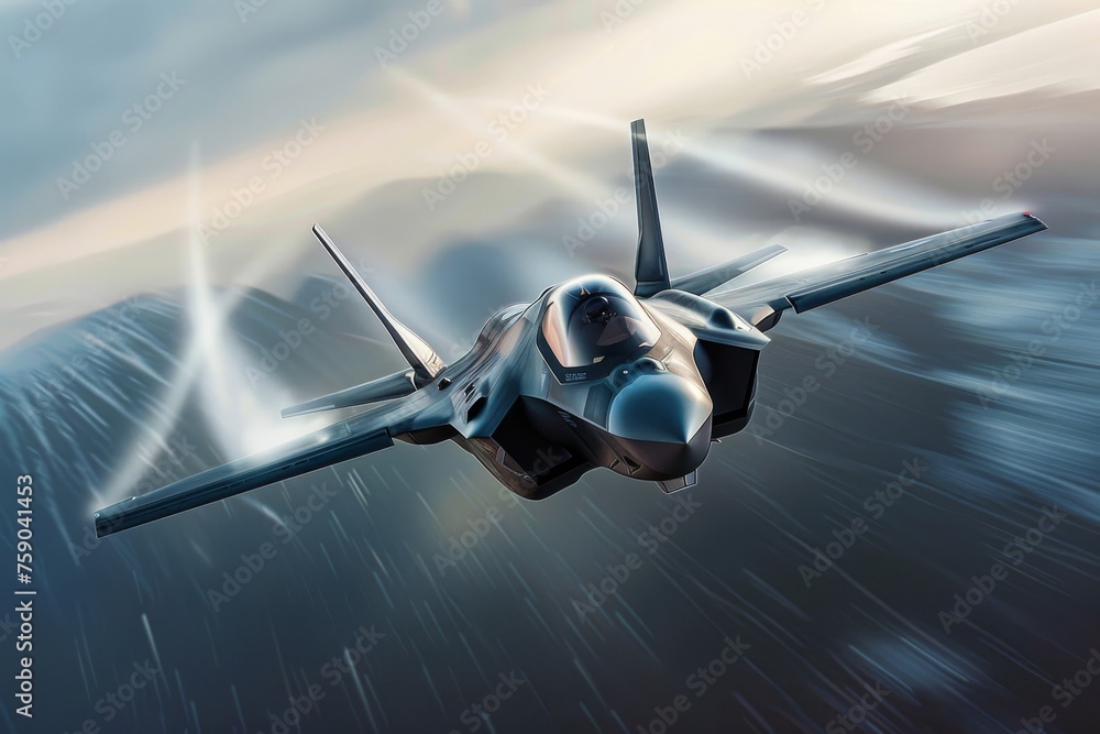 Precision and power captured in an AI-generated image of a fighter plane in motion - obrazy, fototapety, plakaty 