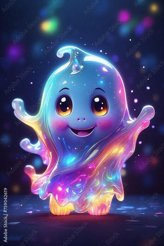 Cute Glowing Ghost: Magic of Rainbow Sparkle. Cute Glowing Ghost: Magic of Rainbow Sparkle.