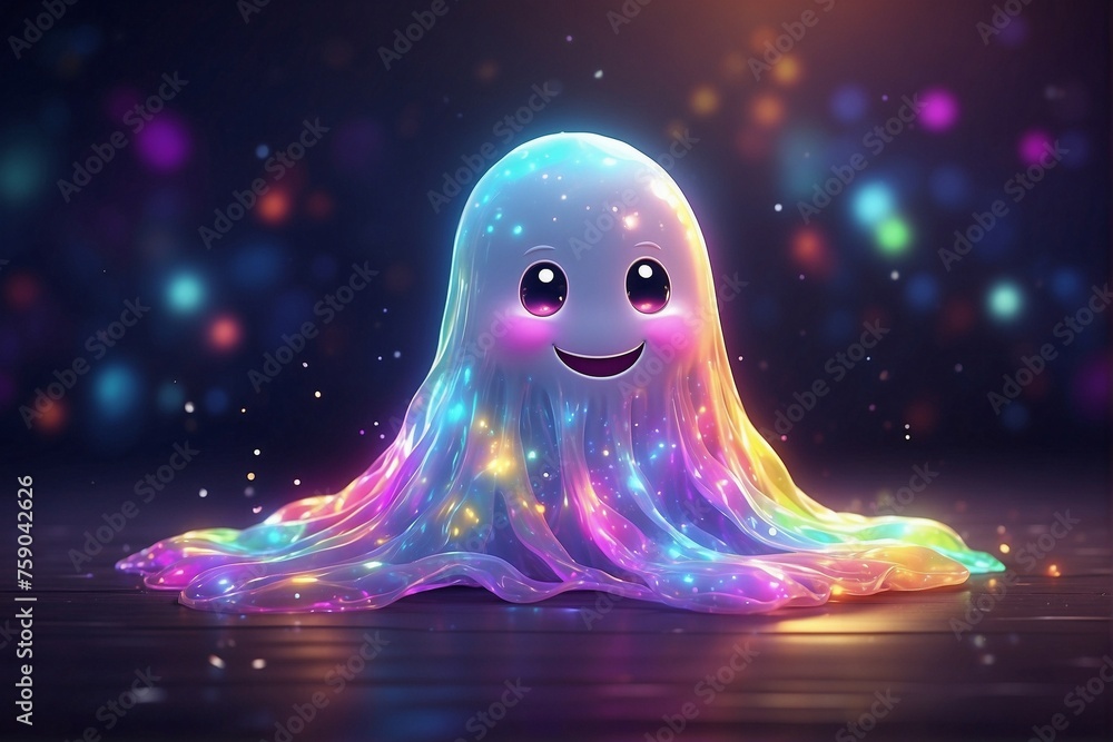 Cute Glowing Ghost: Magic of Rainbow Sparkle. Cute Glowing Ghost: Magic of Rainbow Sparkle.