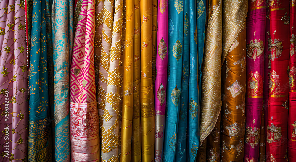 Colorful array of traditional Indian saris Colorful array of traditional Indian saris