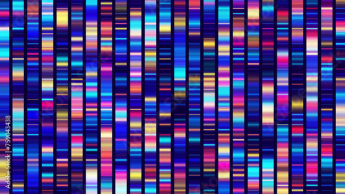 Big Genomic Data Visualization. DNA Test. Genome Sequence Map. Chromosome Architecture, Molecule Sequencing Chart. Genetic Science and Technology Concept. Vector Illustration Background.