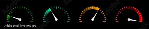 Speed, Power, Fuel Gauge for Car Dashboard. Gauge Icon for Speed Control and Measurement. Speedometer Vector Illustration.