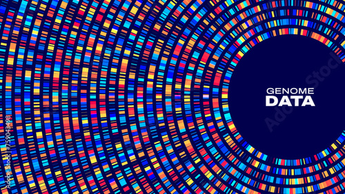 Circular Big Data Graph. DNA Test Infographic. Genome Sequence Map. Chromosome Architecture, Molecule Sequencing Chart. Genetic Science and Technology Concept. Vector Illustration Background.