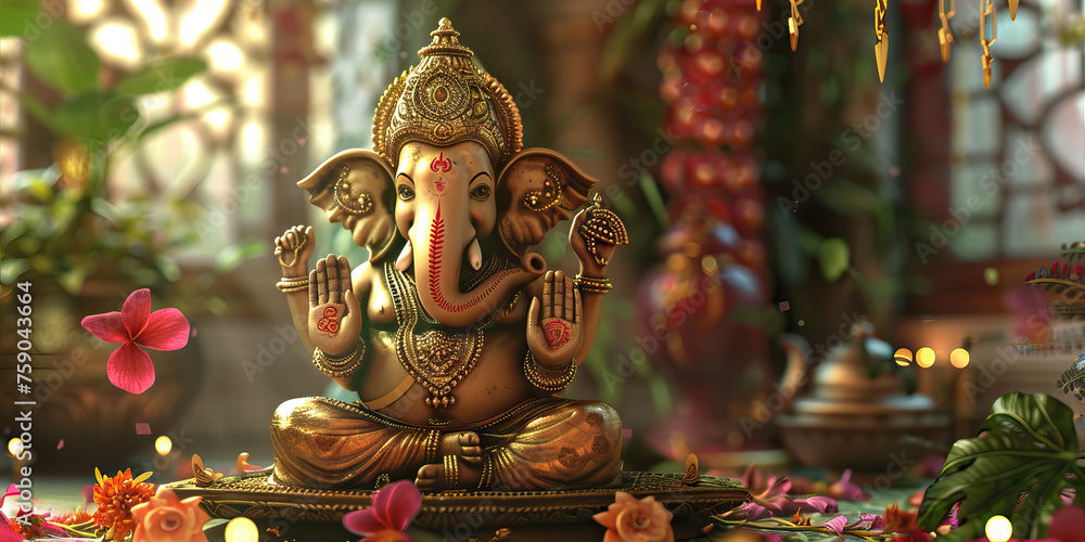 Ganesh Chaturthi: Invoking the Blessings of Lord Ganesha on His Birth Anniversary in Hindu Homes.