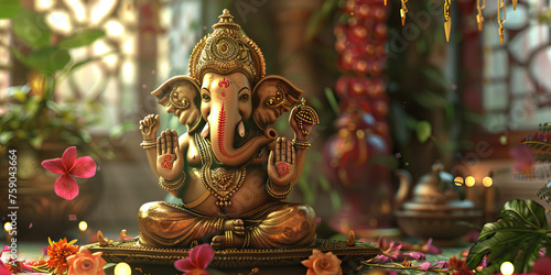 Ganesh Chaturthi: Invoking the Blessings of Lord Ganesha on His Birth Anniversary in Hindu Homes. photo