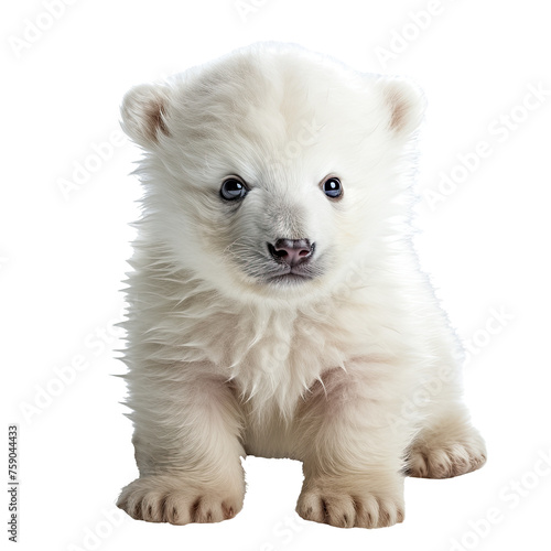 Drolliger junger Eisbär, freigestellt vor transparentem Hintergrund, Generative KI